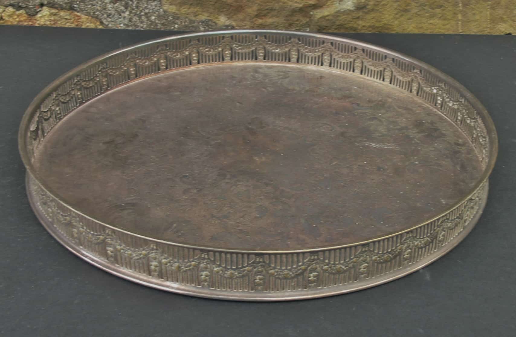 Vintage Round Sheffield Silver Plated Tray